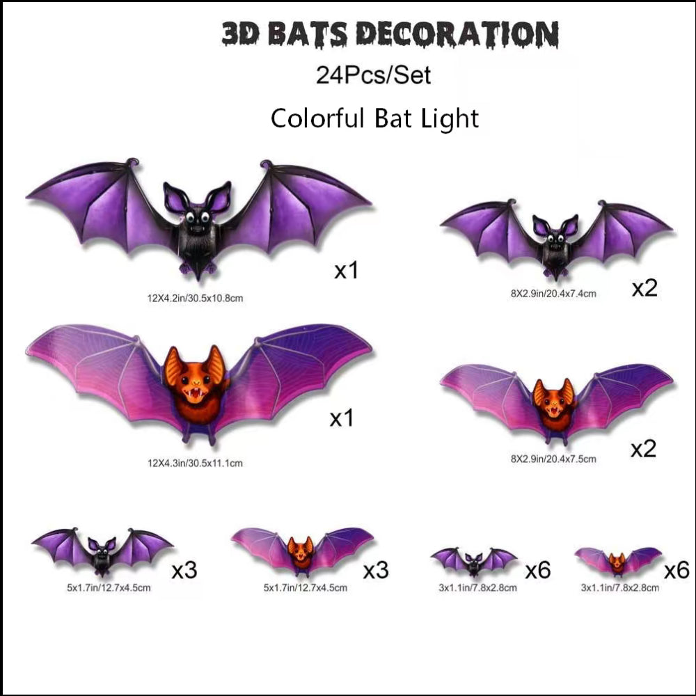 BougeRV 3D Bat Design LED Decorations 12pcs/24pcs
Set Spooky Ornaments for Home Party Festival Halloween Easy Install Wall Stickers Smooth
Application - Decorative