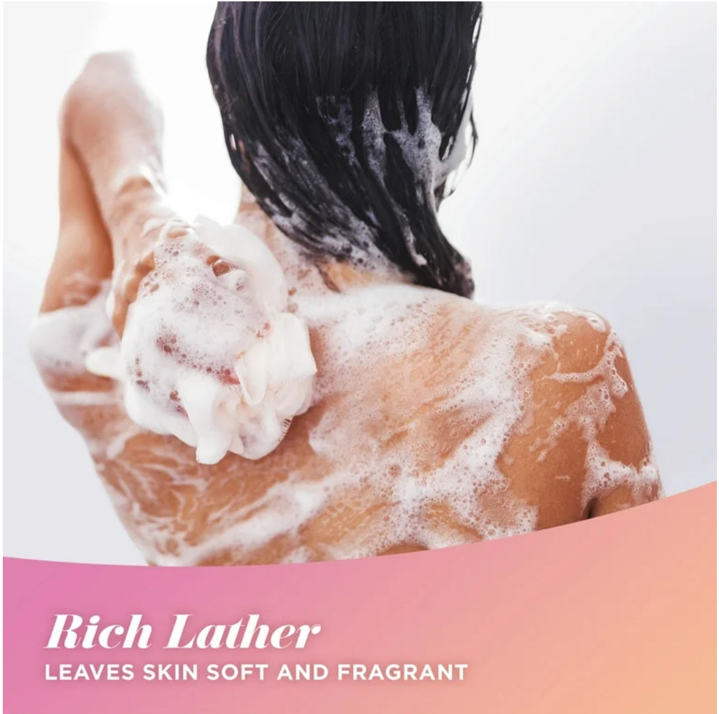 Caress Exfoliating Body Wash for Women, Shea Butter & Brown Sugar Shower Gel for All Skin 20 fl oz