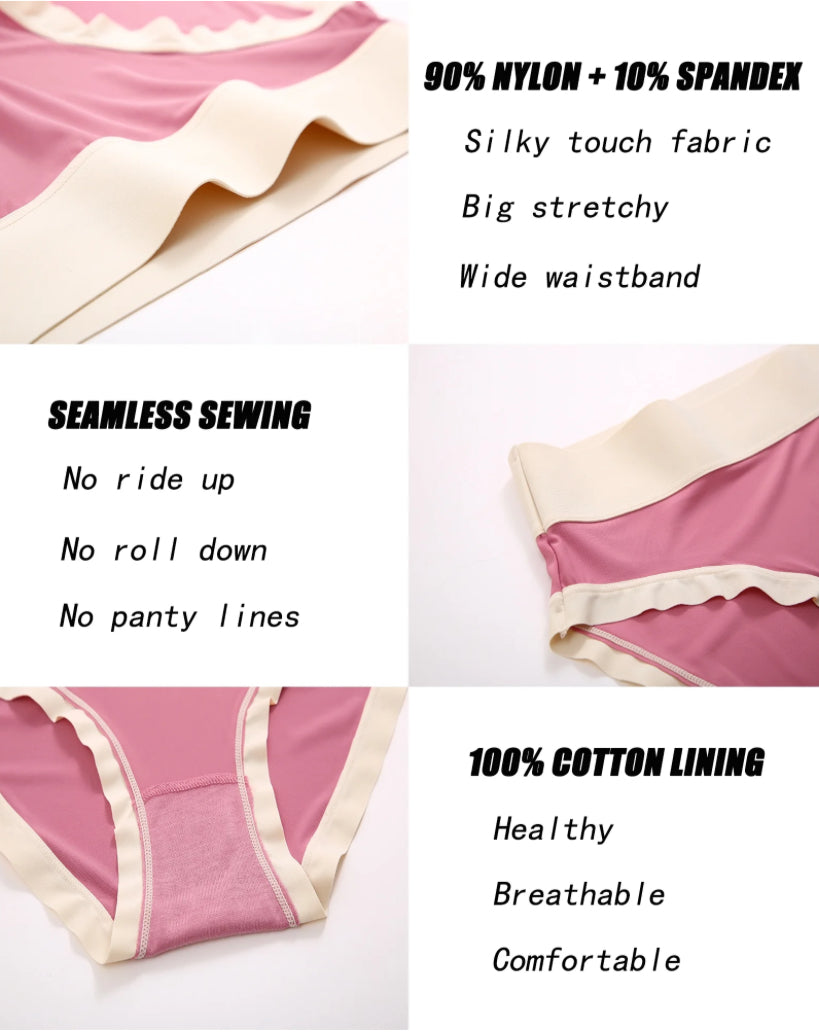 Finetoo 5 Pack High Waisted Underwear for Women Tummy Control Panties Seamless Hi-Cut Panty Soft Stretch Invisible No Show Briefs M-XL