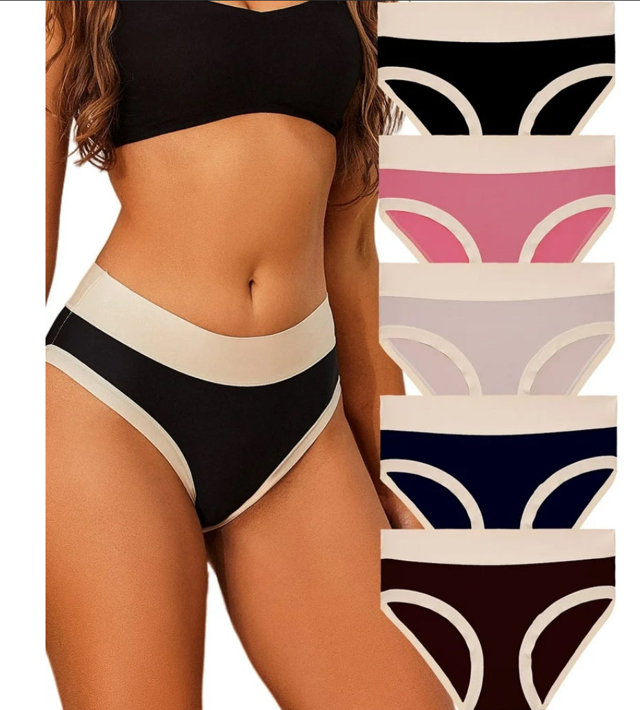 Finetoo 5 Pack High Waisted Underwear for Women Tummy Control Panties Seamless Hi-Cut Panty Soft Stretch Invisible No Show Briefs M-XL