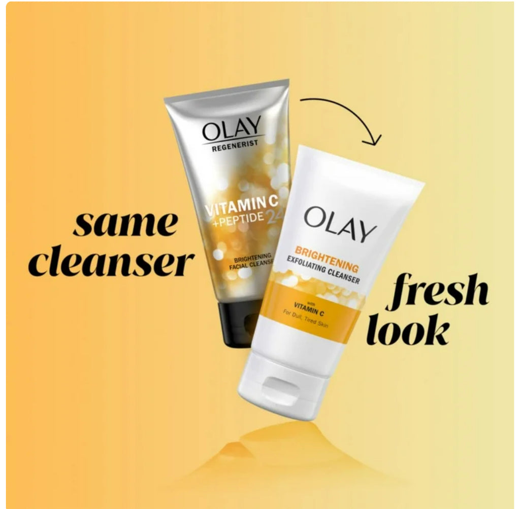 Olay Face Cleanser, Regenerist Vitamin C+Peptide Facial Wash, Exfoliating Face Cleanser for Dry Skin, 5.0 fl oz