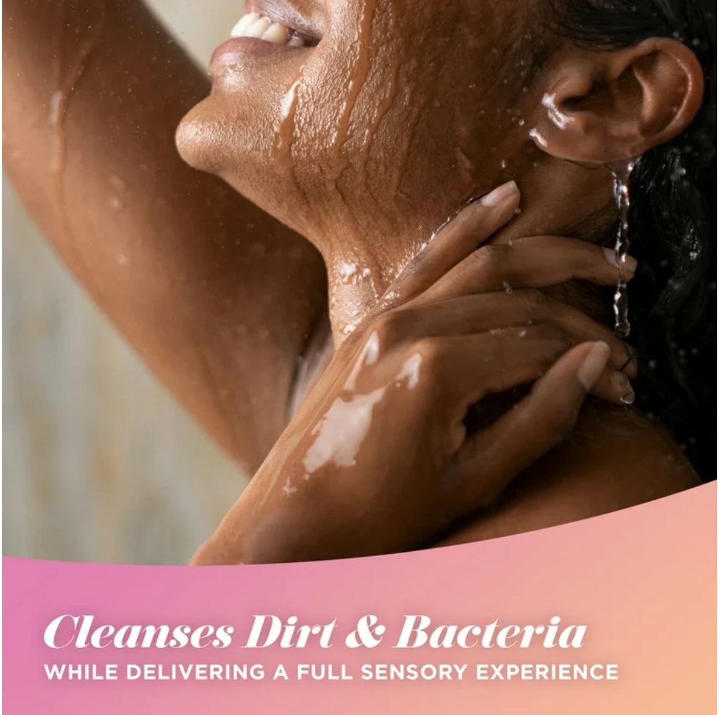 Caress Exfoliating Body Wash for Women, Shea Butter & Brown Sugar Shower Gel for All Skin 20 fl oz