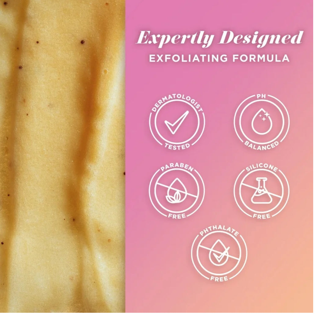 Caress Exfoliating Body Wash for Women, Shea Butter & Brown Sugar Shower Gel for All Skin 20 fl oz