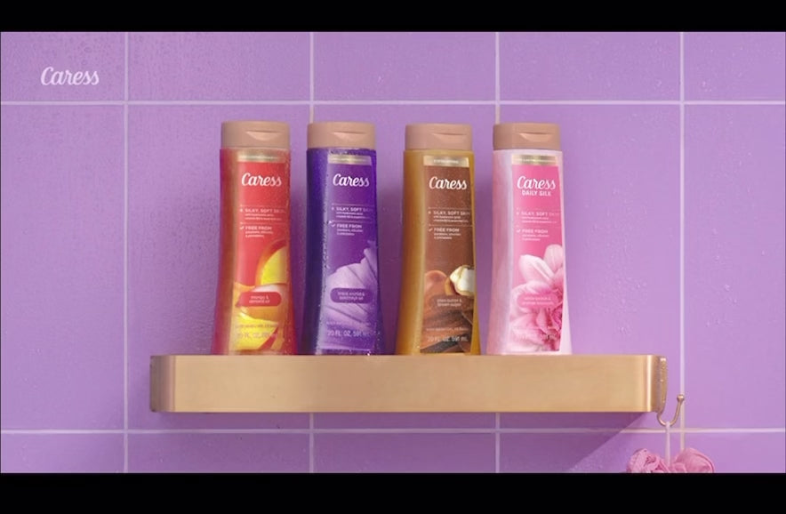 Caress Exfoliating Body Wash for Women, Shea Butter & Brown Sugar Shower Gel for All Skin 20 fl oz
